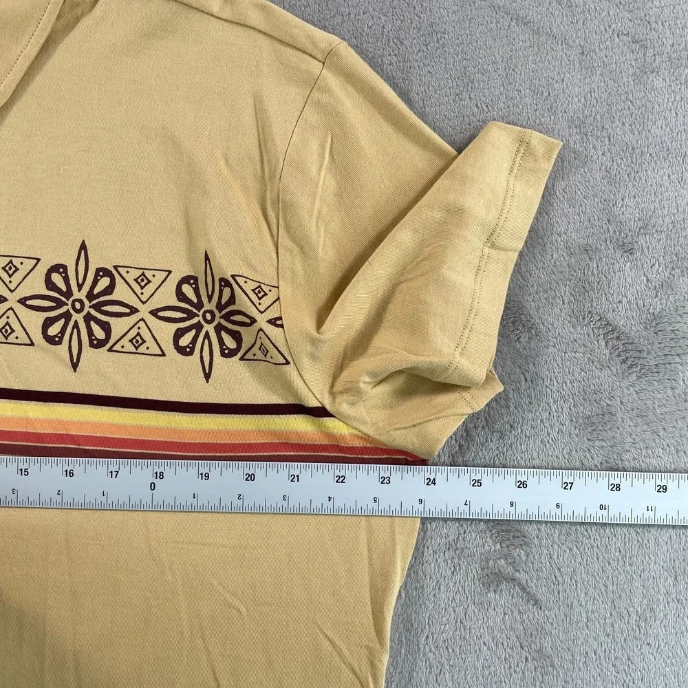 Marine Layer‎ Preston Polo Shirt Men Large/XL Vintage Yellow Retro Coastal Print
